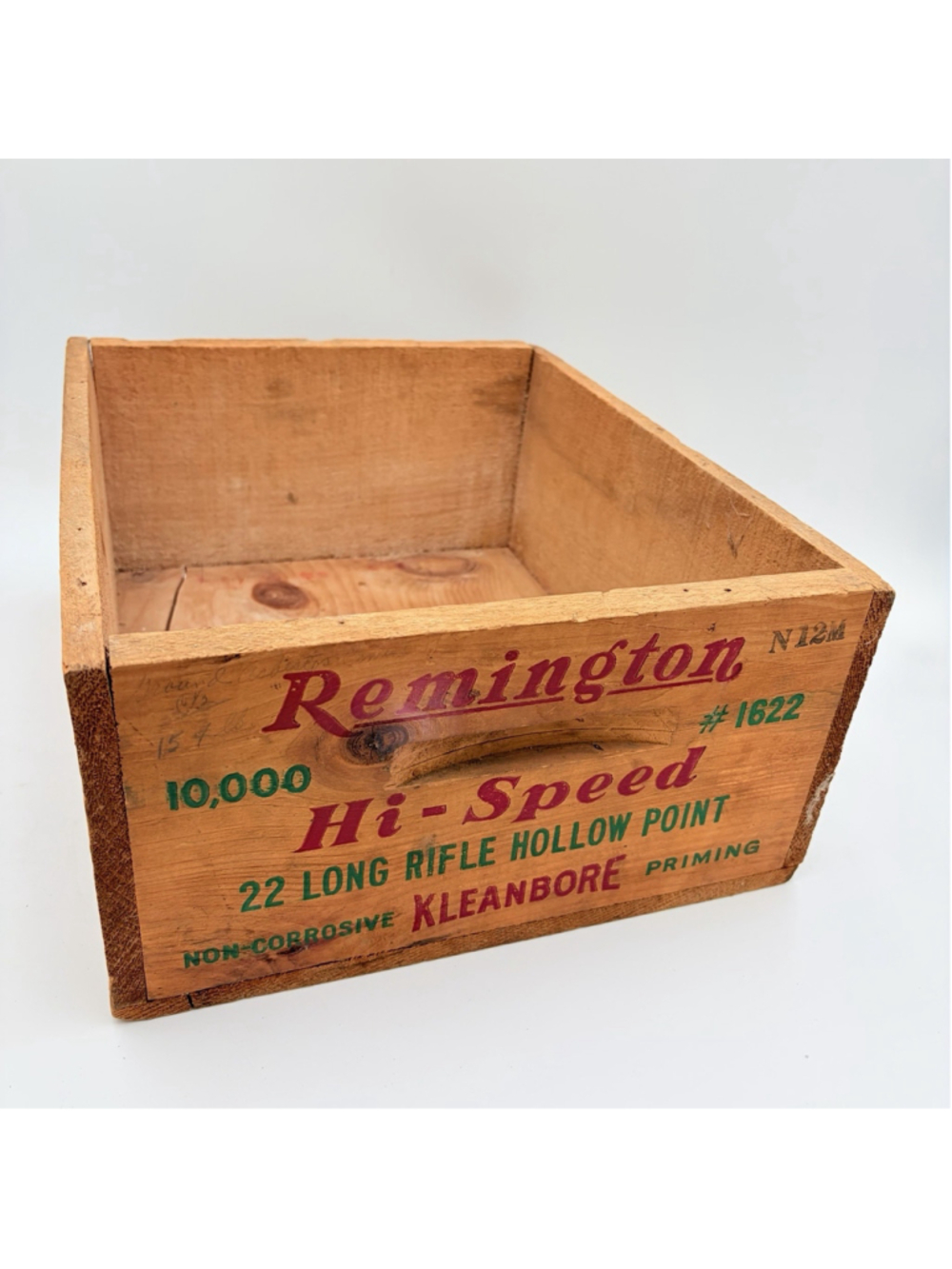 Remington Hi-Speed .22 LR Wooden Ammo Crate Box #1622 DuPont Kleanbore USA